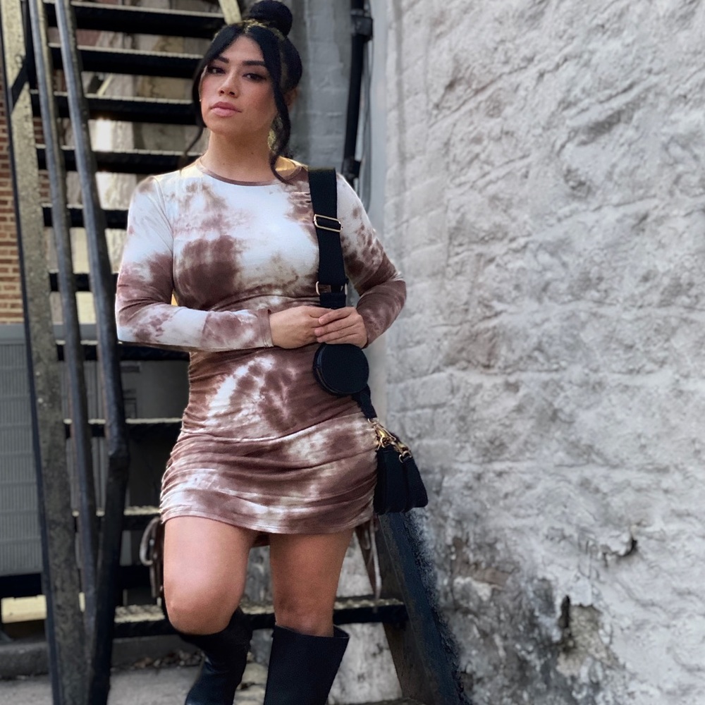 Long sleeve Windsor tie dye dress.